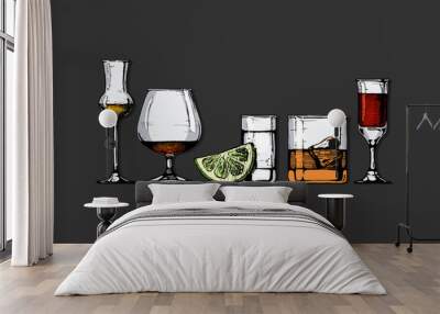 glasses goblets set Wall mural