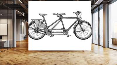 illustration of tandem bicycle Wall mural