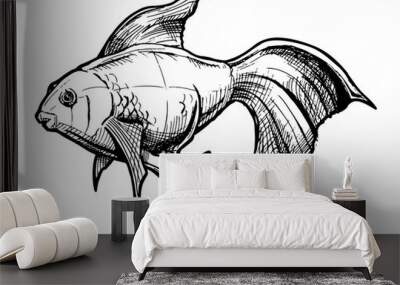 sketch of Gold fish Wall mural