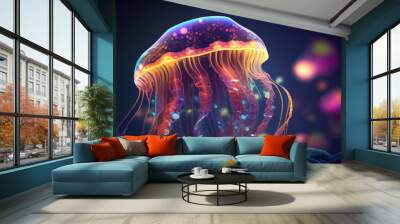 Beautiful abstract jelly fish on a bright bokeh background Wall mural