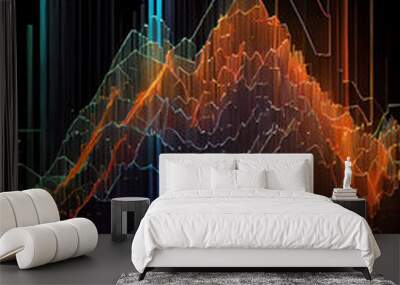 Beautiful Abstract stock market chart lines.  Generative AI technology. Wall mural