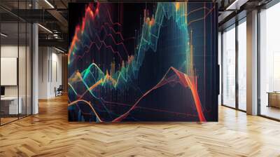 Beautiful Abstract stock market chart lines.  Generative AI technology. Wall mural