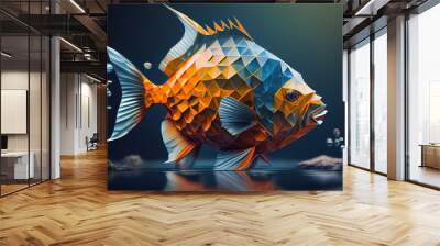 Beautiful abstract surreal geometric piranha concept, contemporary colors and mood social background Wall mural