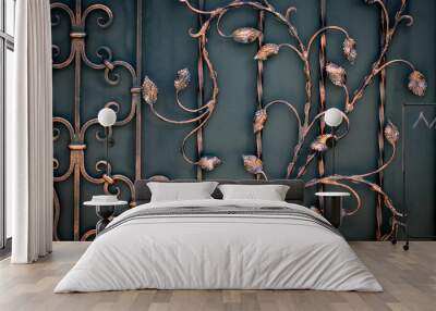 beautiful decorative metal elements forged wrought iron gates Wall mural