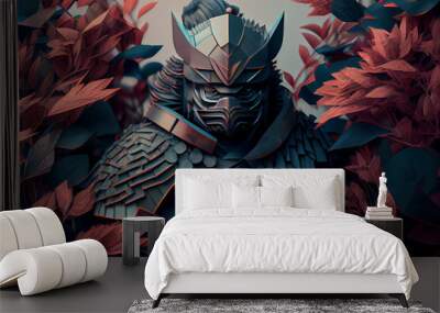 Beautiful samurai background. Generative AI technology. Wall mural