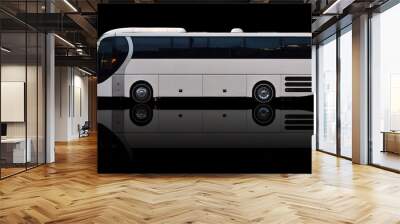 big tourist bus is isolated on black background with reflection on floor Wall mural