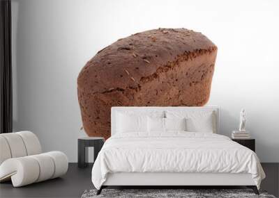 Black sliced bread. Isolated on a white background. The view from the top Wall mural