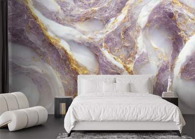 Abstract lavender marble textured background. Fluid art modern wallpaper. AI Wall mural