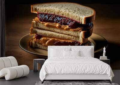 Peanut butter and jelly sandwich. AI Wall mural