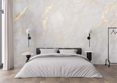 White and gold marble texture. AI	 Wall mural