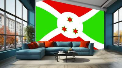 Burundi Waving national flag, isolated on background. original colors and proportion. Vector illustration symbol and element, for travel and business from countries set Wall mural