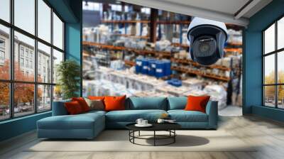 CCTV system security in warehouse of factory chemical blur background Wall mural