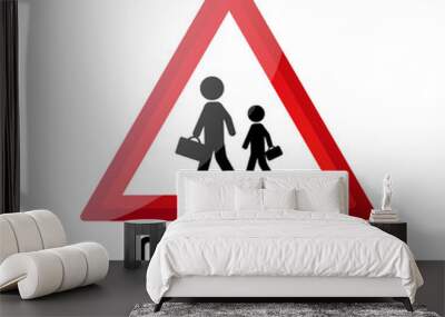 Children Information and Warning Road traffic street sign, vector illustration isolated on white background for learning, education, driving courses, sticker. From collection Wall mural