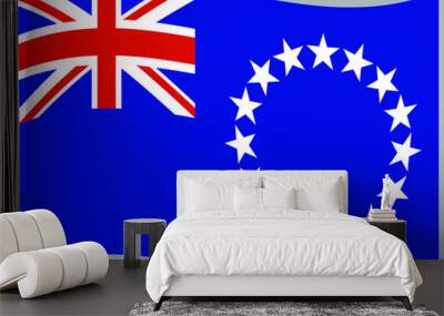 Cook Islands  Waving national flag, isolated on background. original colors and proportion. Vector illustration symbol and element, for travel and business from countries set Wall mural