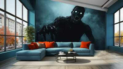 Creepy monster in the dark. A gloomy image of a terrible undead. Scary horror atmosphere Wall mural