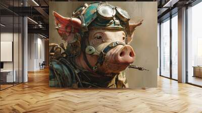 Cyborg war pig Wall mural