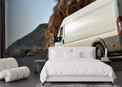 delivery truck van rush by country road Wall mural