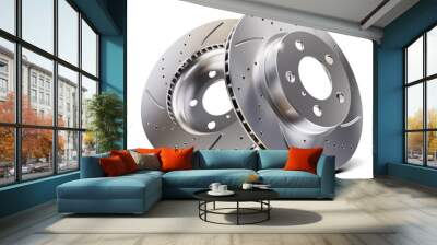 Car brake discs isolated on white background 3D Wall mural