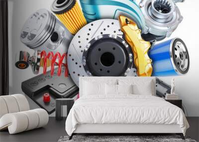 Car spare parts logo. 3d concept Wall mural