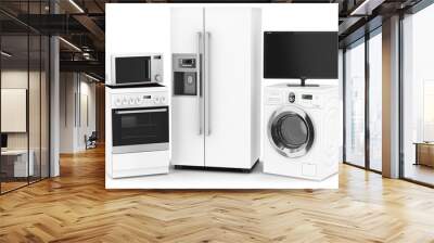 Set of household technics isolated on white background Wall mural