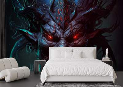 Demonic creature, monster, horror, evil, goblin, dark fantasy. Generative AI Wall mural