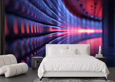 Diagrammatic representation of sound waves being absorbed by soft materials in an acoustically treated room, Wall mural