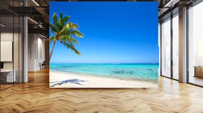 paradise beach and palm tree in tropical island Wall mural