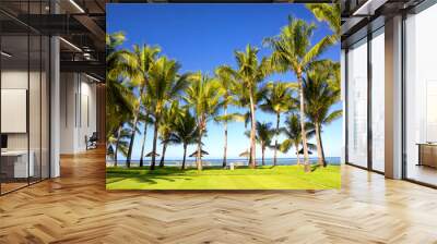 Tropical palm beach in Mauritius Island Wall mural