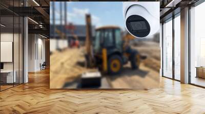 dome type outdoor cctv camera, secure construction site. Wall mural