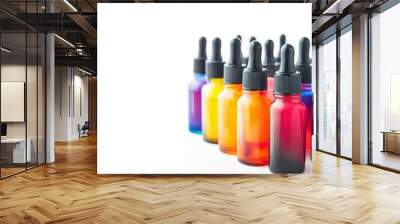 E Liquid Bottles with Electronic Cigarette for Vape Devices Isolated on White Background Wall mural