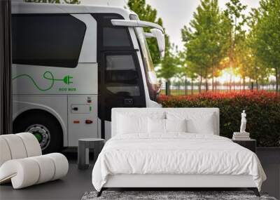 Electric bus. Concept of e-bus with zero emission.  Wall mural