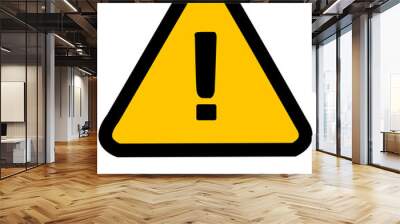 Exclamation mark icon isolated on yellow triangle. Caution and warning. Wall mural