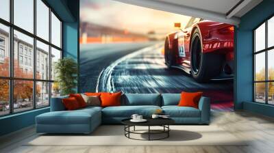 Fast racing car on the race track Wall mural