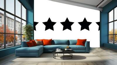 Five star rating, black silhouette of stars on a transparent background. Vector drawing of a five-pointed star. Wall mural