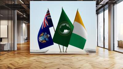 Flags of Tristan da Cunha African Union and Ivory Coast Wall mural