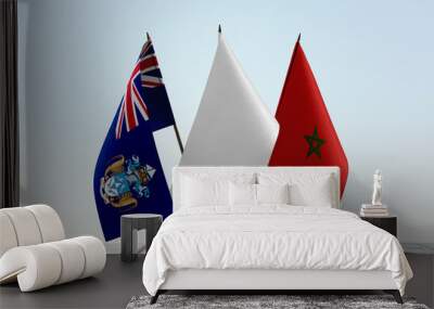 Flags of Tristan da Cunha and Morocco with a white flag in the middle Wall mural