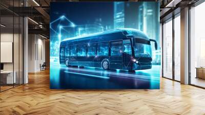 futuristic unmanned electric bus, high technology. ai generative Wall mural