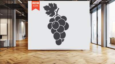 Grapes icon in flat style isolated on grey background. Wall mural