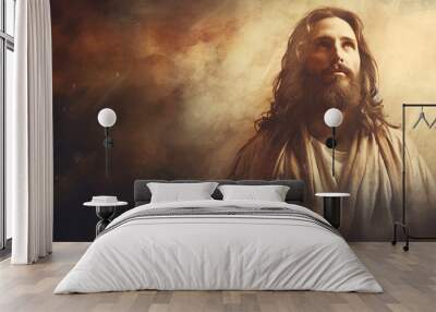 Jesus Christ, Savior of mankind.copy space.ai generative Wall mural