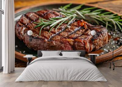 Juicy grilled beef steak with perfect sear marks Wall mural