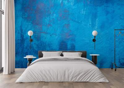 Beautiful blue painted grunge wall texture, different blue tones, blue backgraund. Wall mural