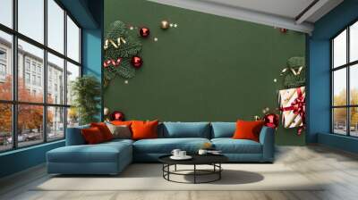 Green Christmas Background Wall mural