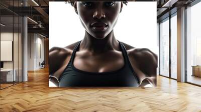 Portrait of African American sport attractive woman isolated in white background Wall mural