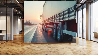 Logistics company truck driving on the autobahn Wall mural