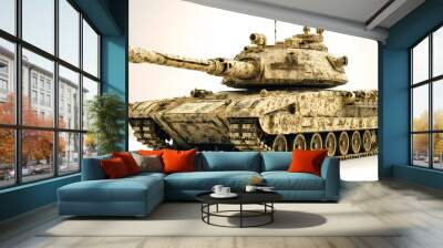 military tank isolated on white background Wall mural