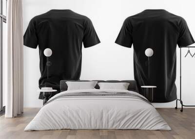 Mockup Shirt. Men's Black T-shirt Template for Your Design, Isolated on White Background Wall mural