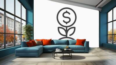 Money plant icon in line style. Editable stroke. Wall mural