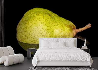 One half of a ripe pear, macro, isolated on black Wall mural