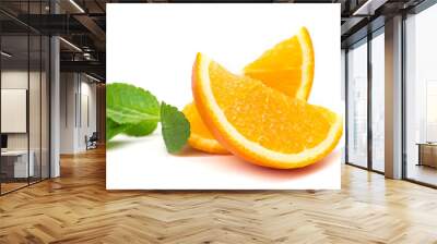 orange, orange slices and mint leaves Wall mural