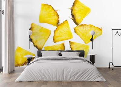 Pinneapple slices  pattern on white background top view Wall mural